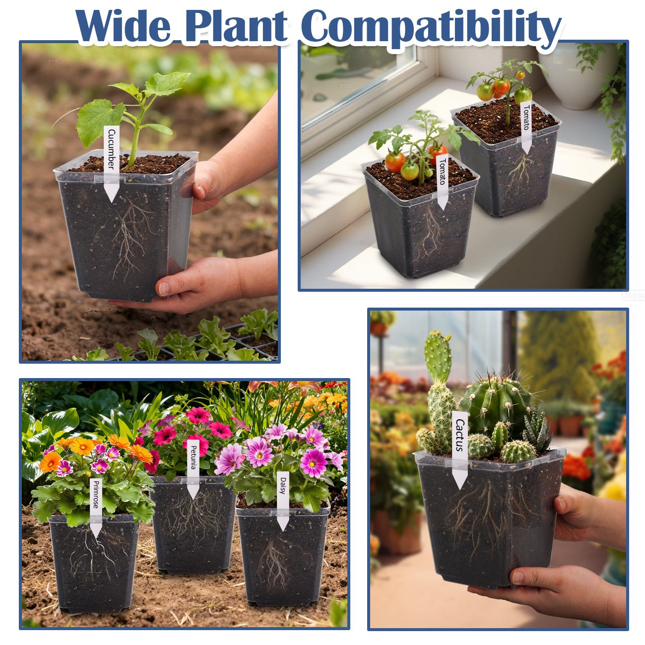RooTrimmer™ 5.5" Clear Square Nursery Pots (30-Pack + Labels)