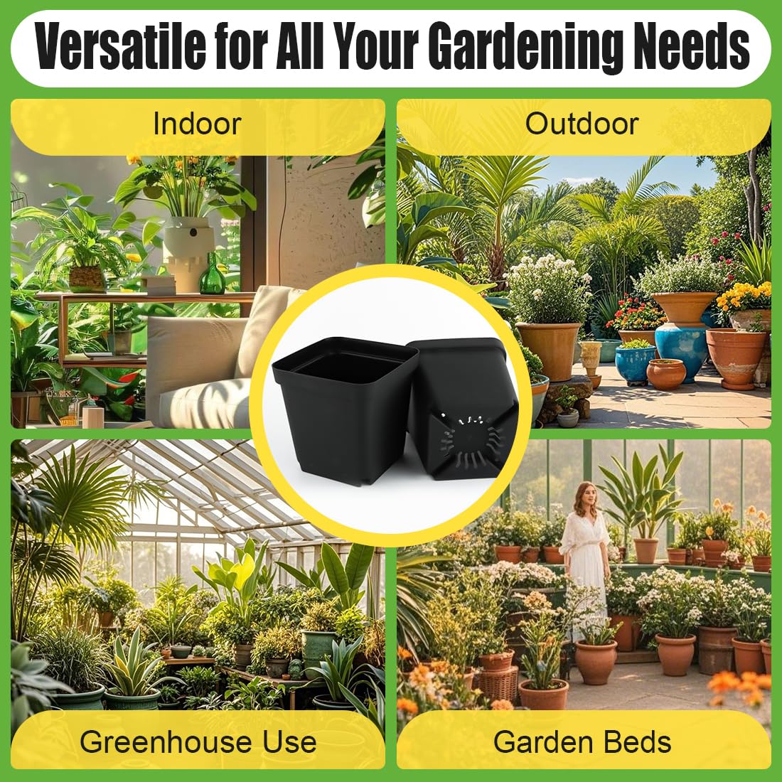 Square Nursery Pots 5.5 Inch, Plastic Plant Pot with Drainage Holes, 30P Reusable Seedling Starter Pots Garden Flower Pots Planters for Indoor Plants, Transplanting, Succulents, Cuttings