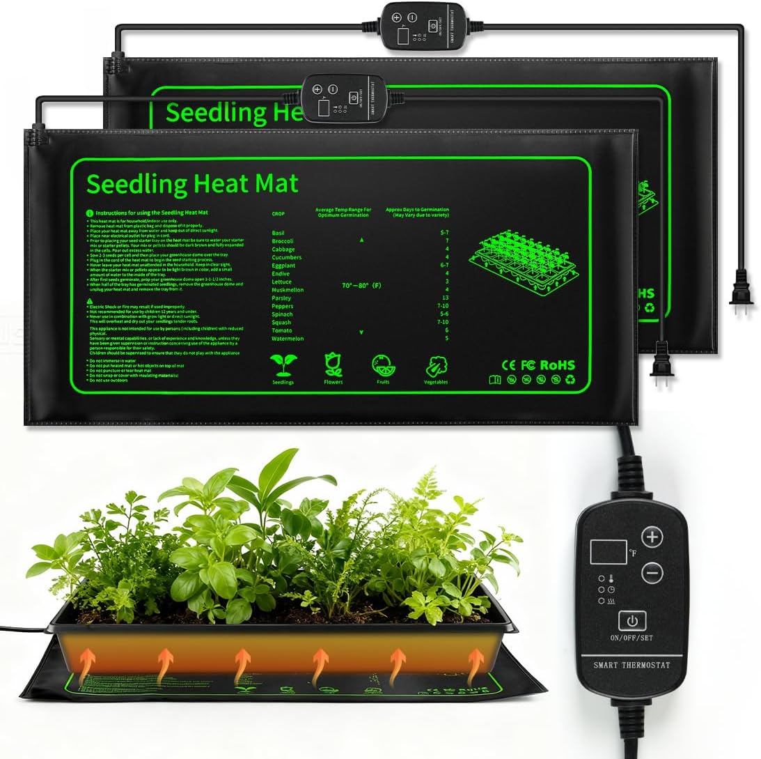 Graphene Seedling Heat Mat (2-Pack) | Precise Temperature Control & Timer