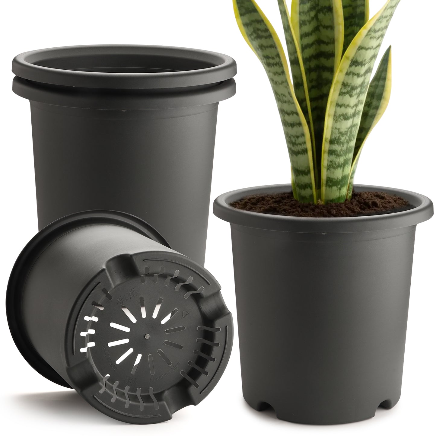 RooTrimmer 16" Heavy-Duty Deep Outdoor Planters for Plants (4-Pack) — 10-Gallon Large Capacity for Root Health