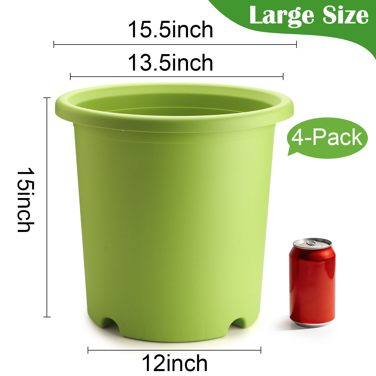 ProGrow 16" Heavy-Duty Deep Outdoor Planters (4-Pack) — 10-Gallon