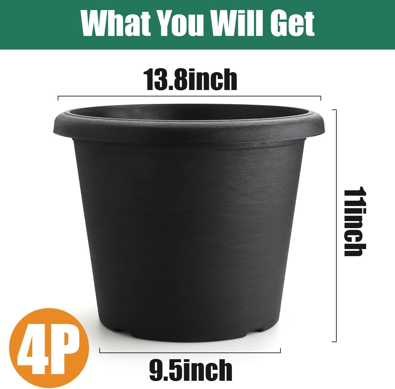 14" Heavy-Duty Architectural Planters (4-Pack)