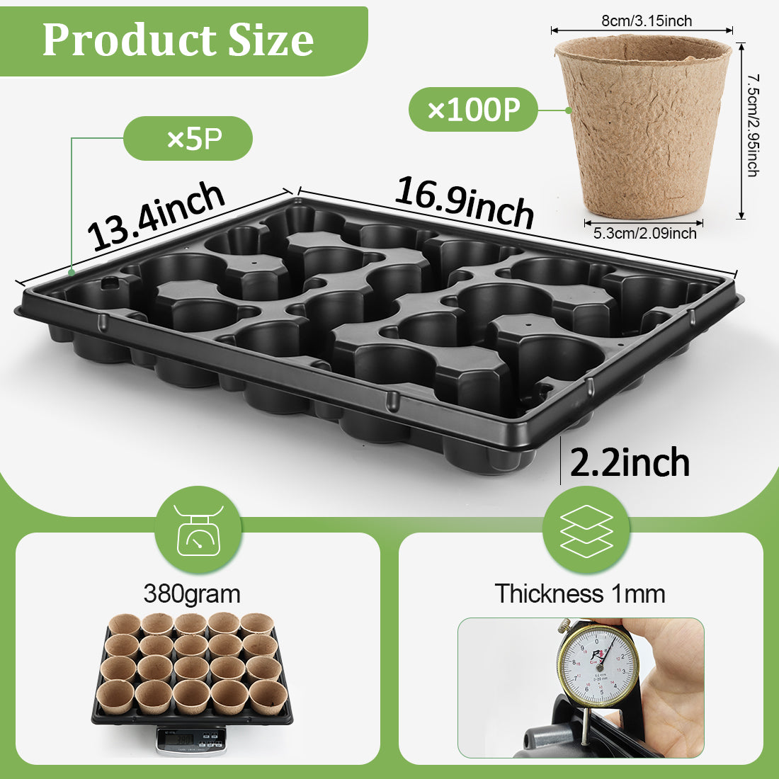 RooTrimmer™ Professional Seed Starter Kit | 100 Biodegradable Pots & 5 Heavy-Duty Trays