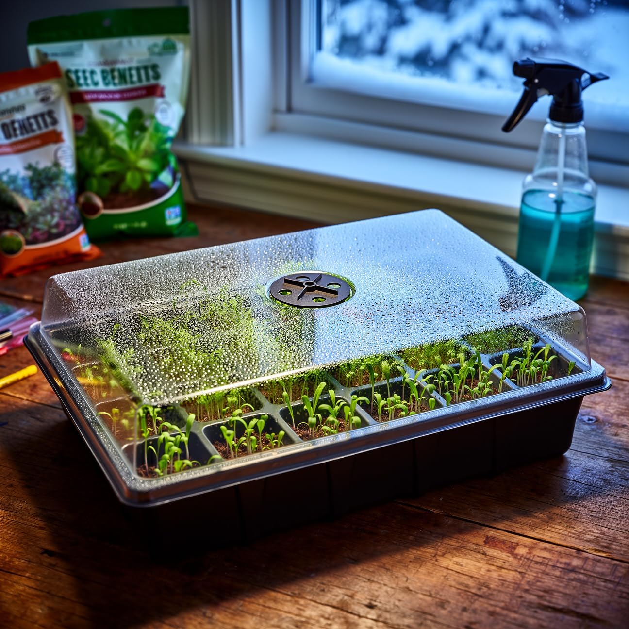 24XL Cell Seed Starter Tray with Dome, 5-Pack 2" Plug Seedling Trays (Total 120 Cells), Plant Germination Tray with Humidity Vented Lid and Base, Mini Propagator Plant Greenhouse for Seed Growing