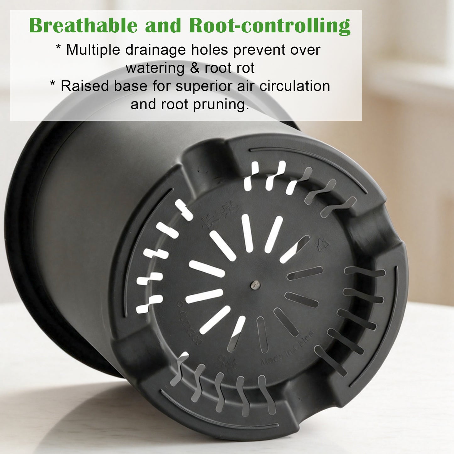 RooTrimmer 16" Heavy-Duty Deep Outdoor Planters for Plants (4-Pack) — 10-Gallon Large Capacity for Root Health