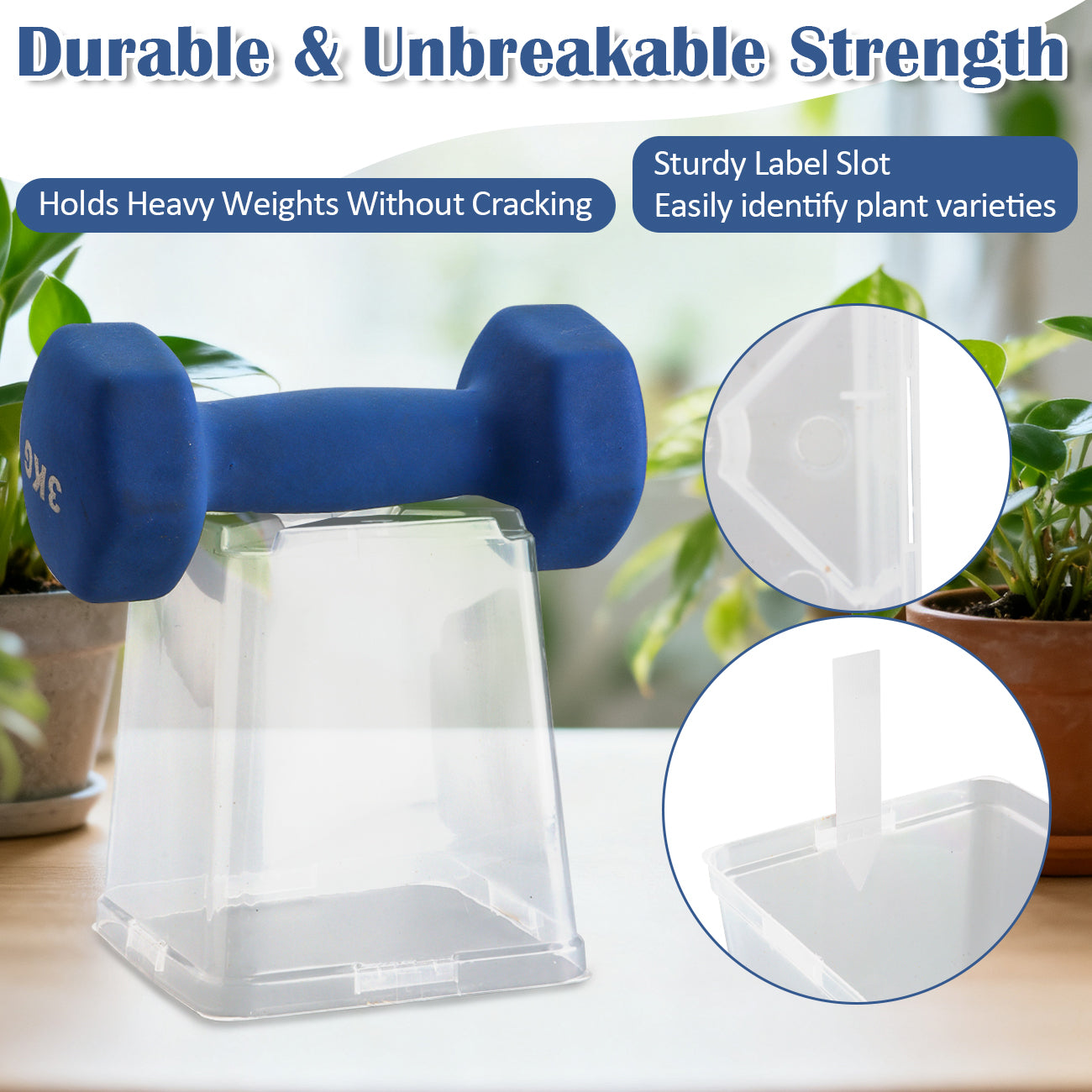 RooTrimmer™ 5.5" Clear Square Nursery Pots (30-Pack + Labels)