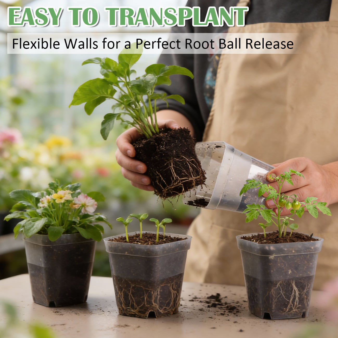 RooTrimmer™ 4" Clear Square Nursery Pots (60-Pack)