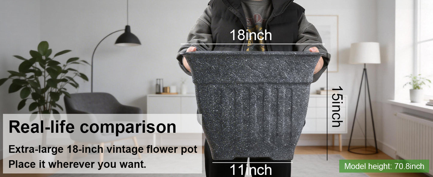 18'' Premium Square Faux-Cement Planters (4-Pack)