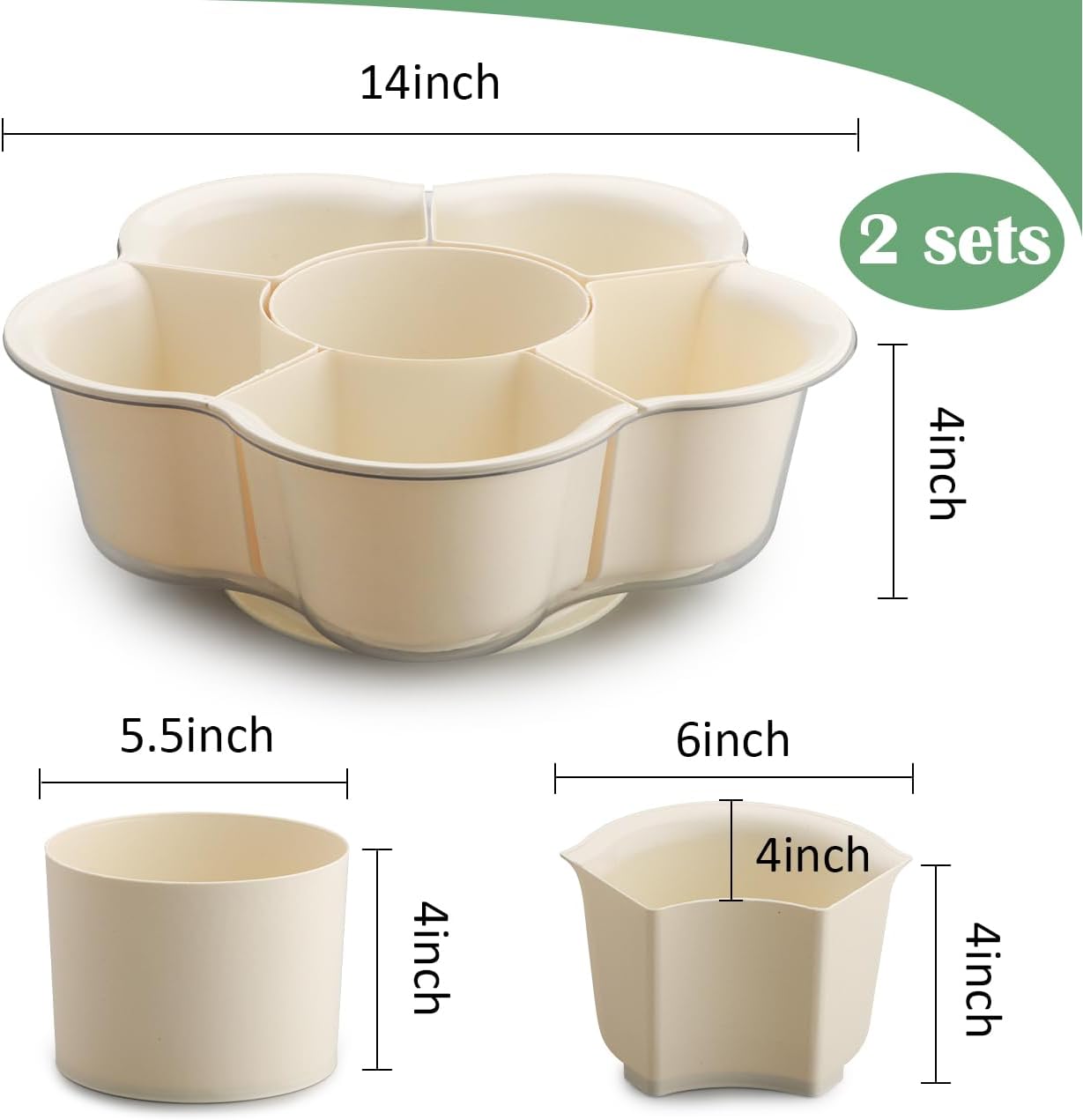 2 Pack Rotating Plant Pots with Drainage Holes & Clear Saucer (6 Mix& Match Small Nursery Pots) - Visible Water Level, Bottom Watering  Flower Pots for Cactus Herbs Succulent Pots Gardening Gift