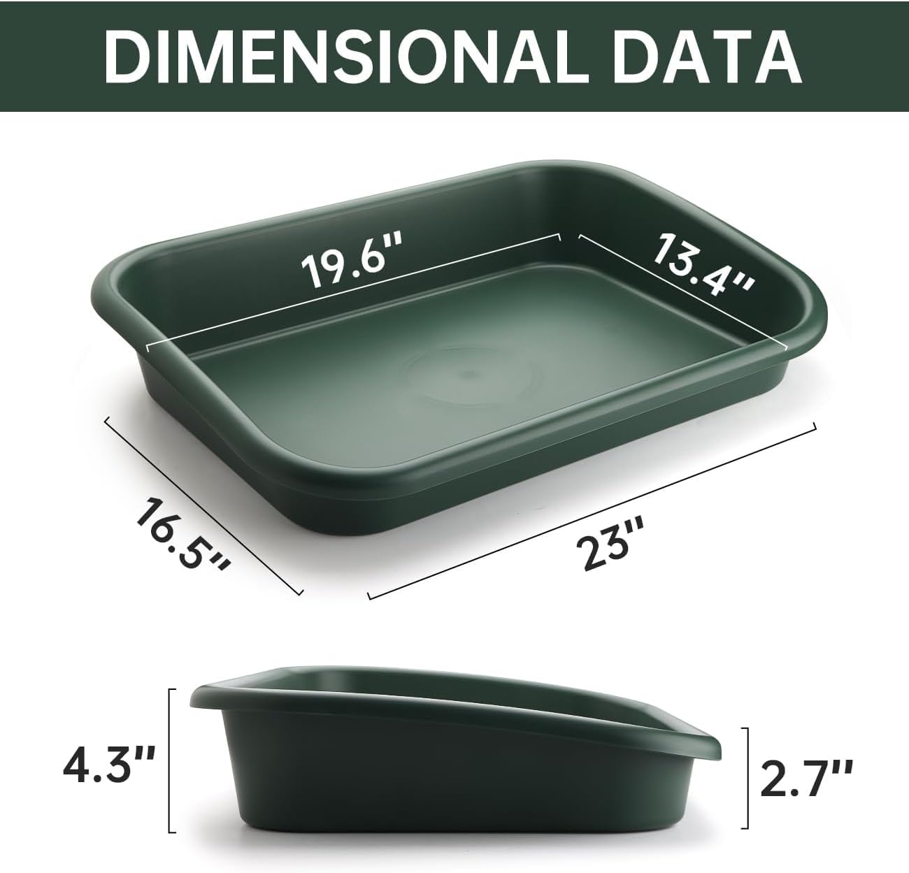 2 Pack Plant Repotting Tray – Multi-Functional Large Potting Tray Heavy-Duty Gardening Tool for Seeding, Pot Moving, Soil Mixing, Hydroponic/Soil Cultivation, Transplanting, Black & Green