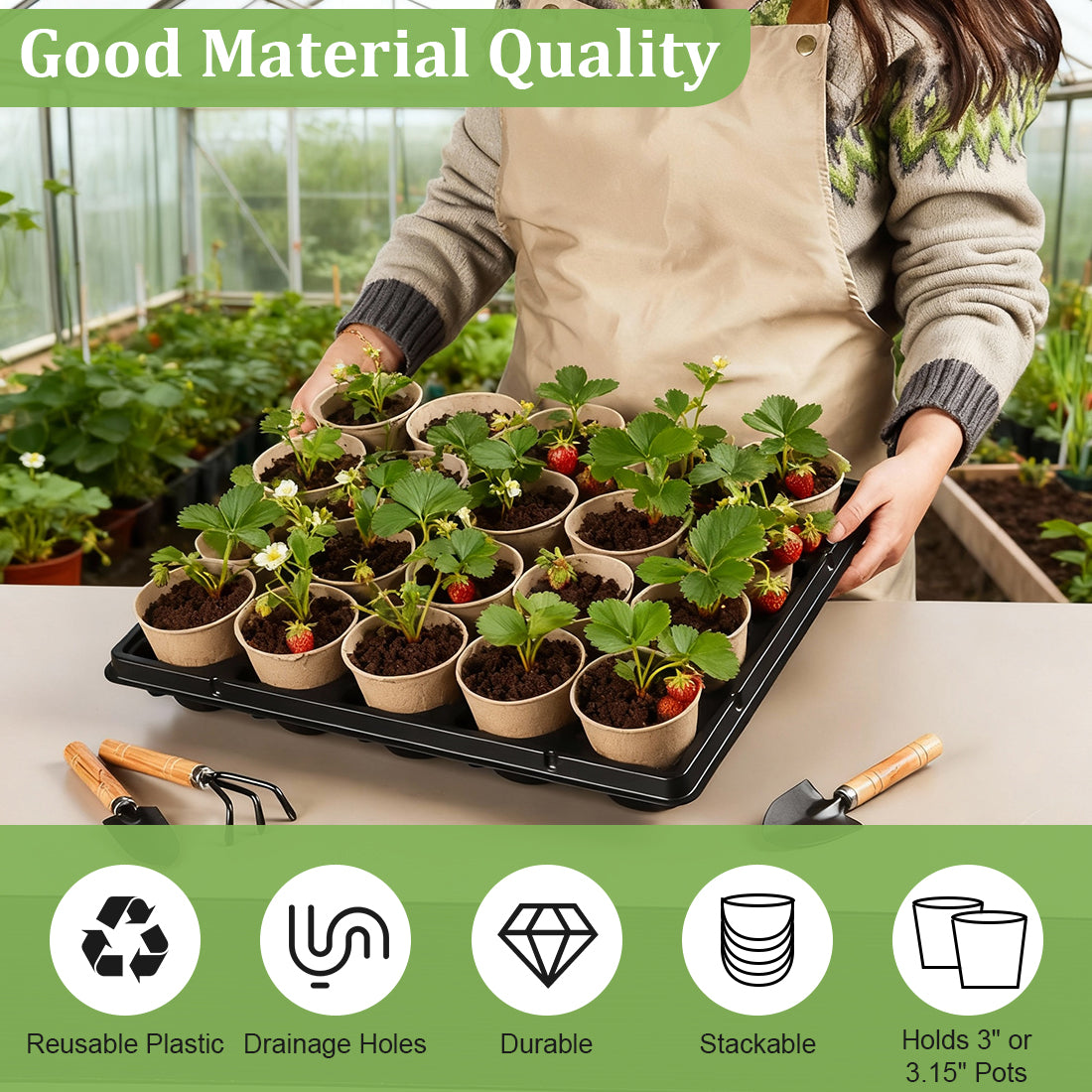 RooTrimmer™ Professional Seed Starter Kit | 100 Biodegradable Pots & 5 Heavy-Duty Trays