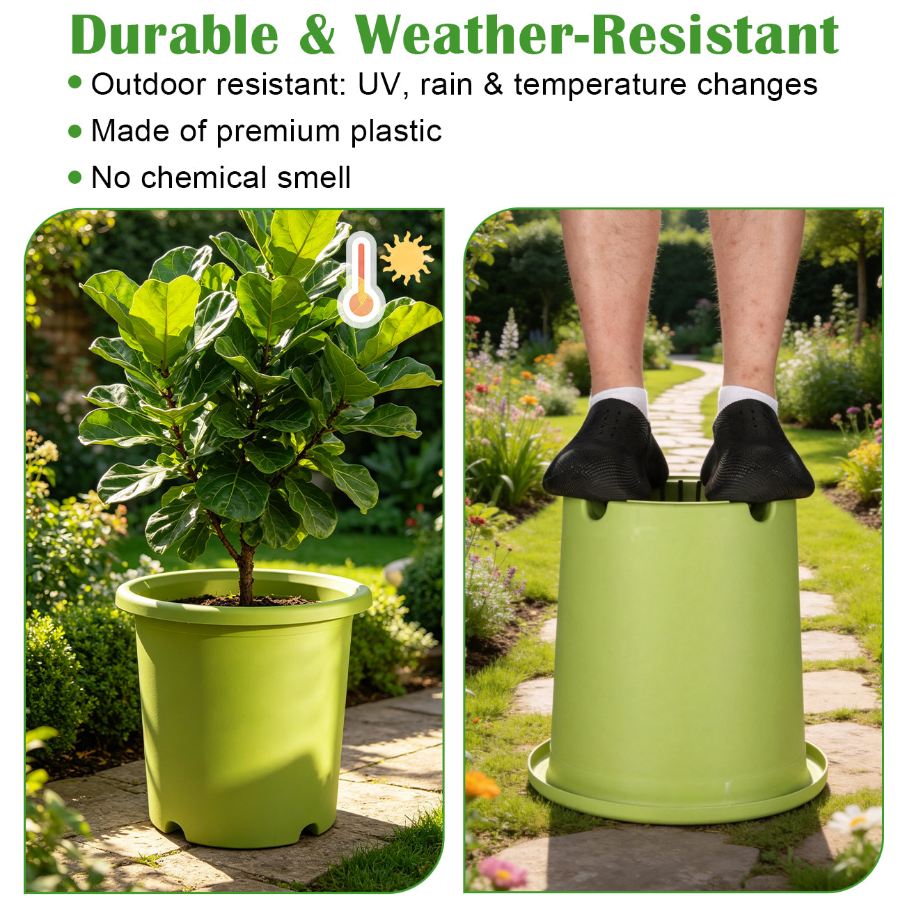ProGrow 16" Heavy-Duty Deep Outdoor Planters (4-Pack) — 10-Gallon