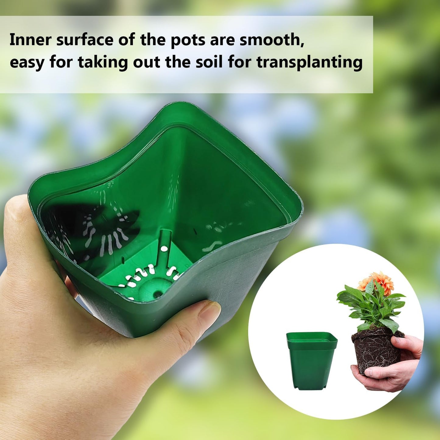 20 Pcs Nursery Pots with Drainage Holes – Plastic Seed Starting in 4 Sizes (2.7", 3", 3.5", 4"), Sturdy and Durable Seedling Pots for Planting, Cuttings, and Transplants, Green