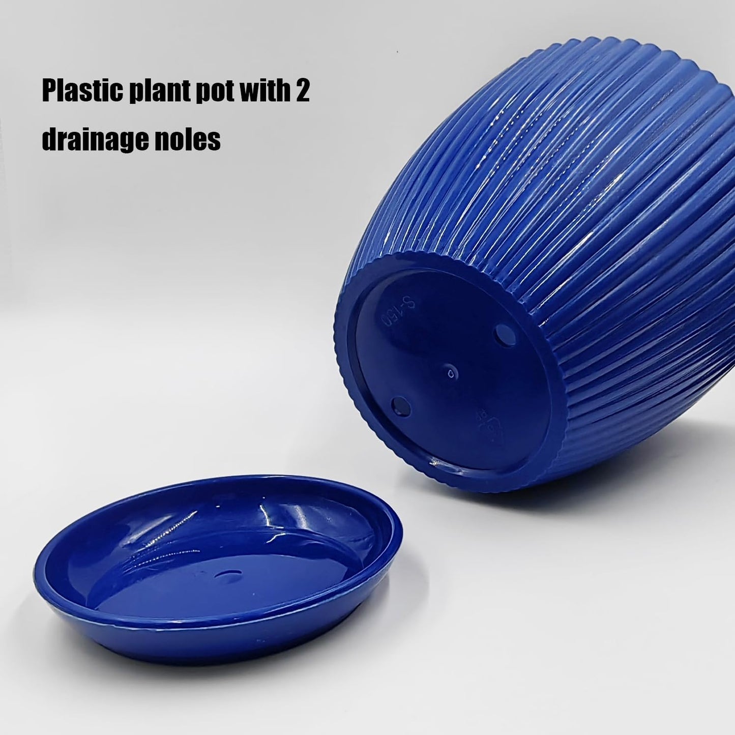 Indoor Plant Pots with Drainage Holes and Saucer, 6 Pack Plastic Flower Pots(7.5/6.5/5.5/4.9/4.2/3.5Inches) - Perfect for Small Indoor Plants and Home Decor, Blue