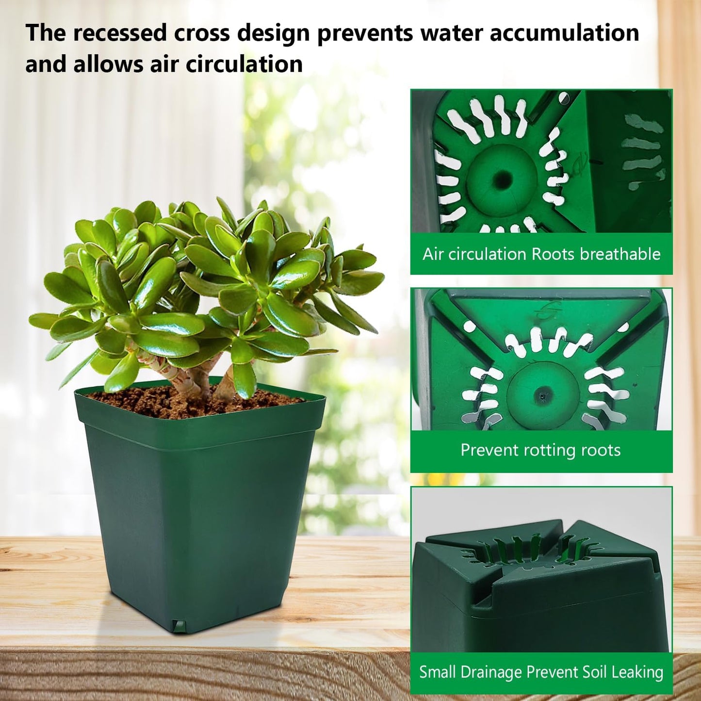 20 Pcs Nursery Pots with Drainage Holes – Plastic Seed Starting in 4 Sizes (2.7", 3", 3.5", 4"), Sturdy and Durable Seedling Pots for Planting, Cuttings, and Transplants, Green