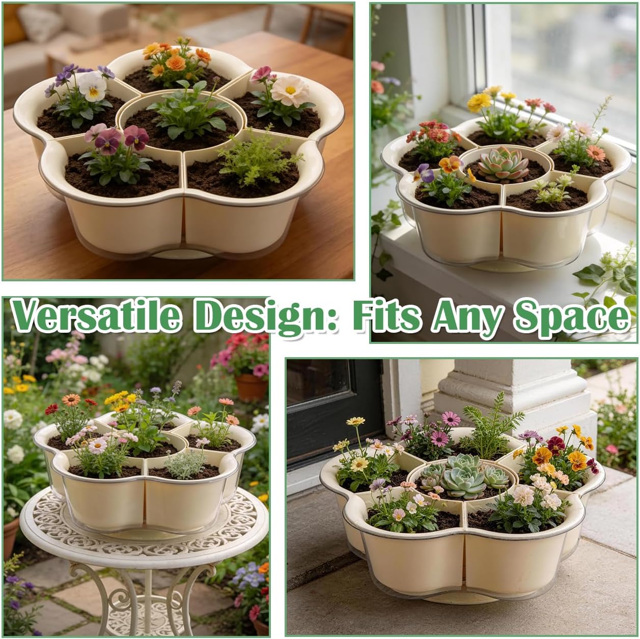 2 Pack Rotating Plant Pots with Drainage Holes & Clear Saucer (6 Mix& Match Small Nursery Pots) - Visible Water Level, Bottom Watering  Flower Pots for Cactus Herbs Succulent Pots Gardening Gift