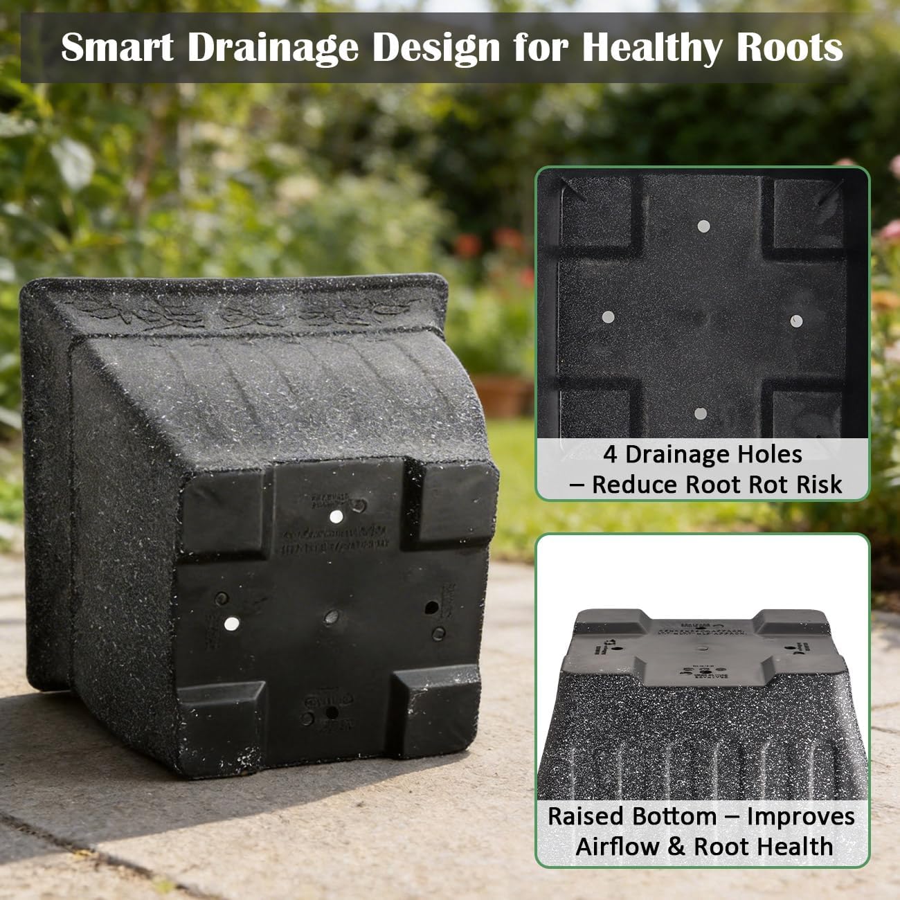 18'' Premium Square Faux-Cement Planters (4-Pack)