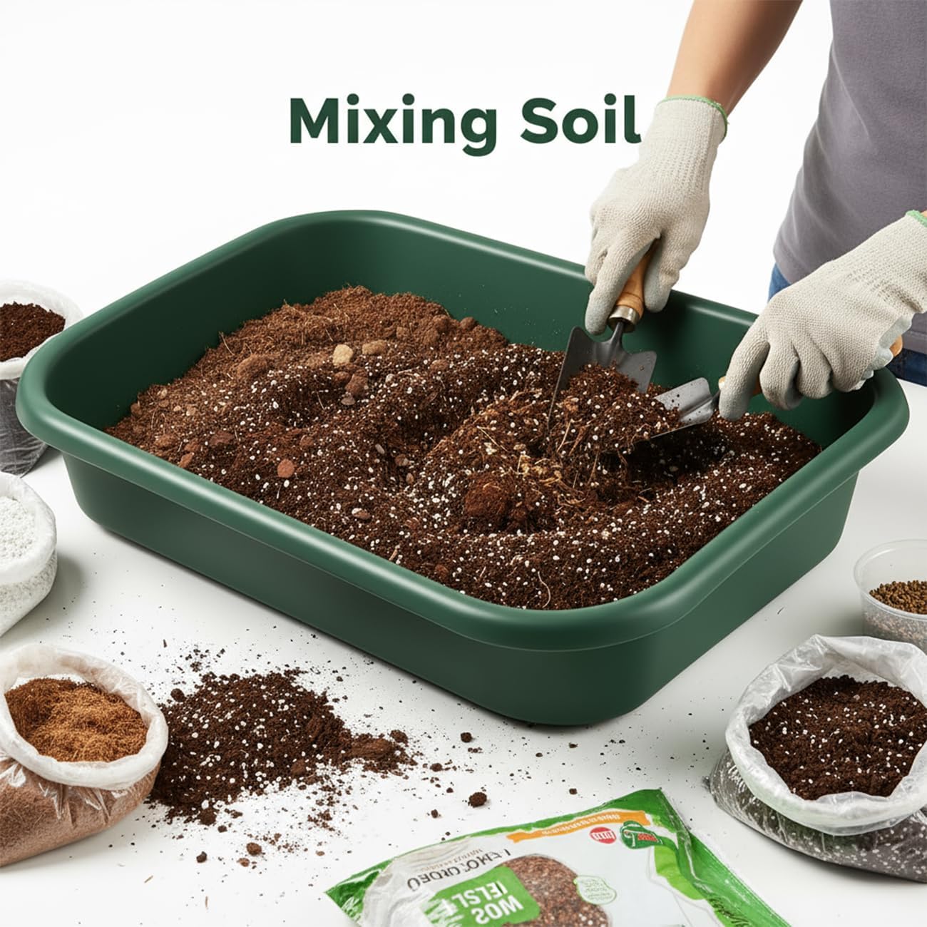 2 Pack Plant Repotting Tray – Multi-Functional Large Potting Tray Heavy-Duty Gardening Tool for Seeding, Pot Moving, Soil Mixing, Hydroponic/Soil Cultivation, Transplanting, Black & Green