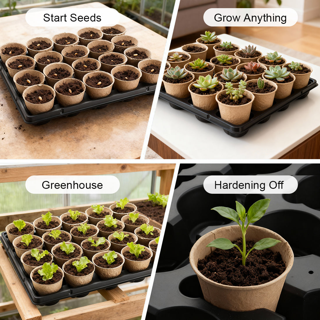 RooTrimmer™ Professional Seed Starter Kit | 100 Biodegradable Pots & 5 Heavy-Duty Trays