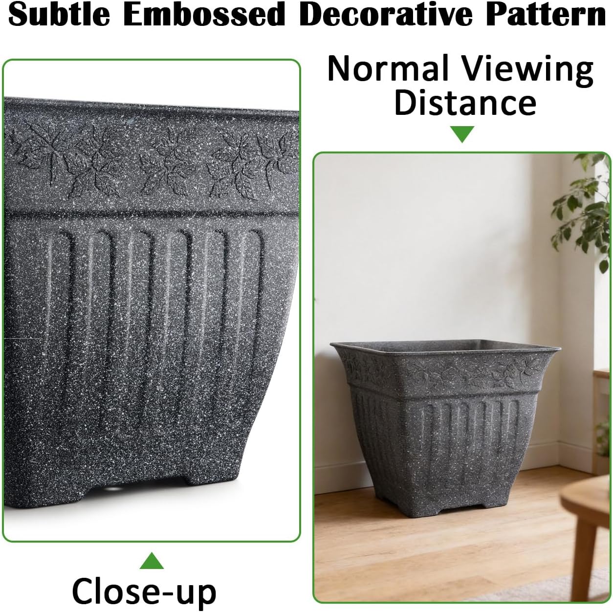 18'' Premium Square Faux-Cement Planters (4-Pack)
