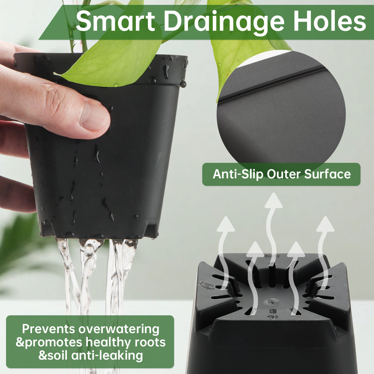 RooTrimmer™ 3.15" Square Nursery Pots (100-Pack)