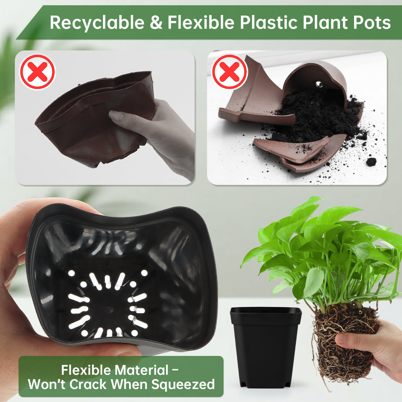 RooTrimmer™ 3.15" Square Nursery Pots (100-Pack)