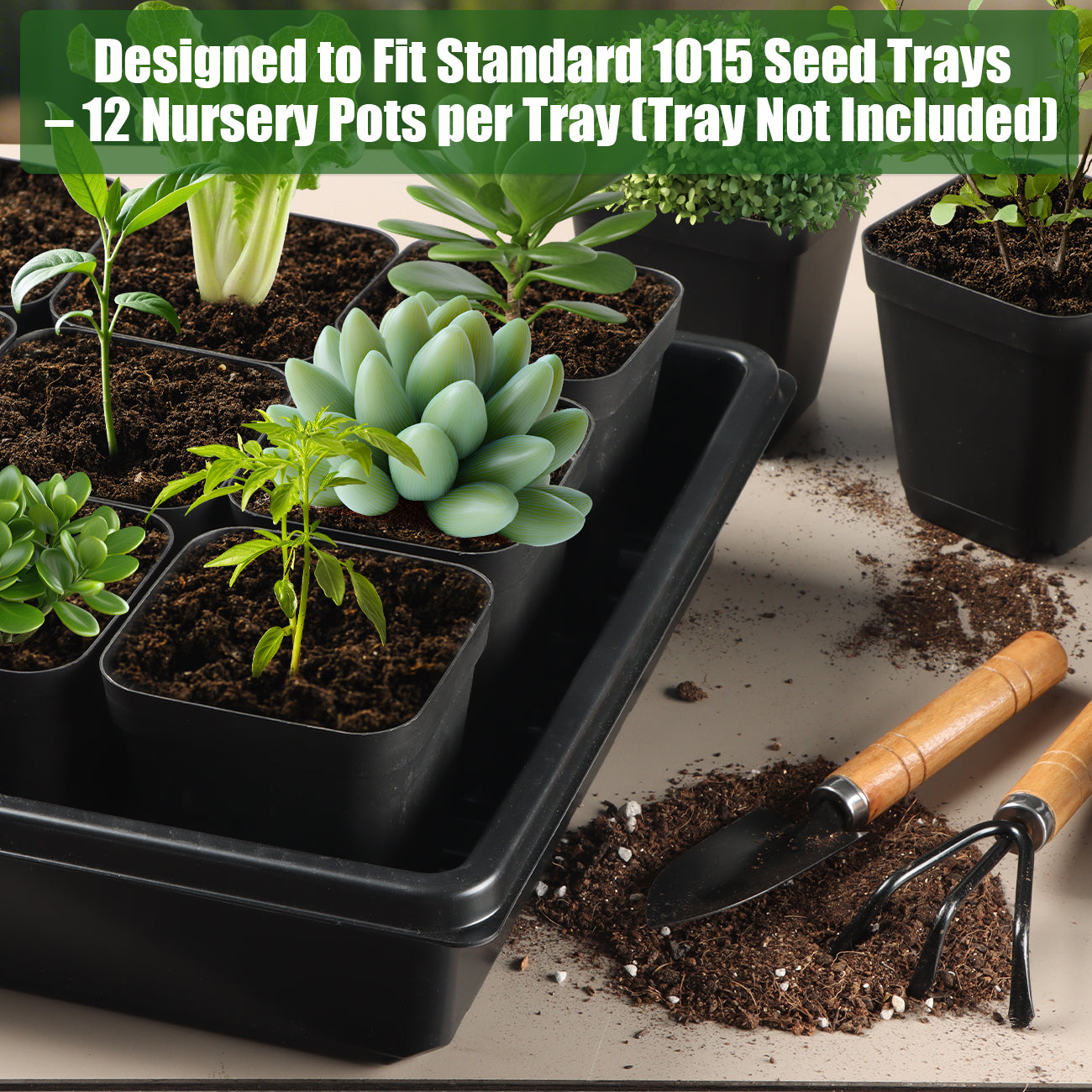 RooTrimmer™ 3.15" Square Nursery Pots (100-Pack)
