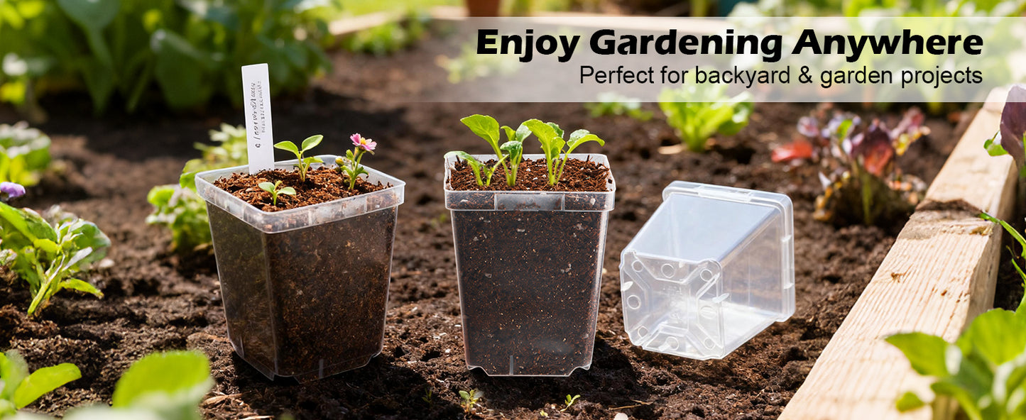 RooTrimmer 3.3" Clear Square Nursery Pots (90-Pack) – High-Efficiency Seedling & Propagation Trays