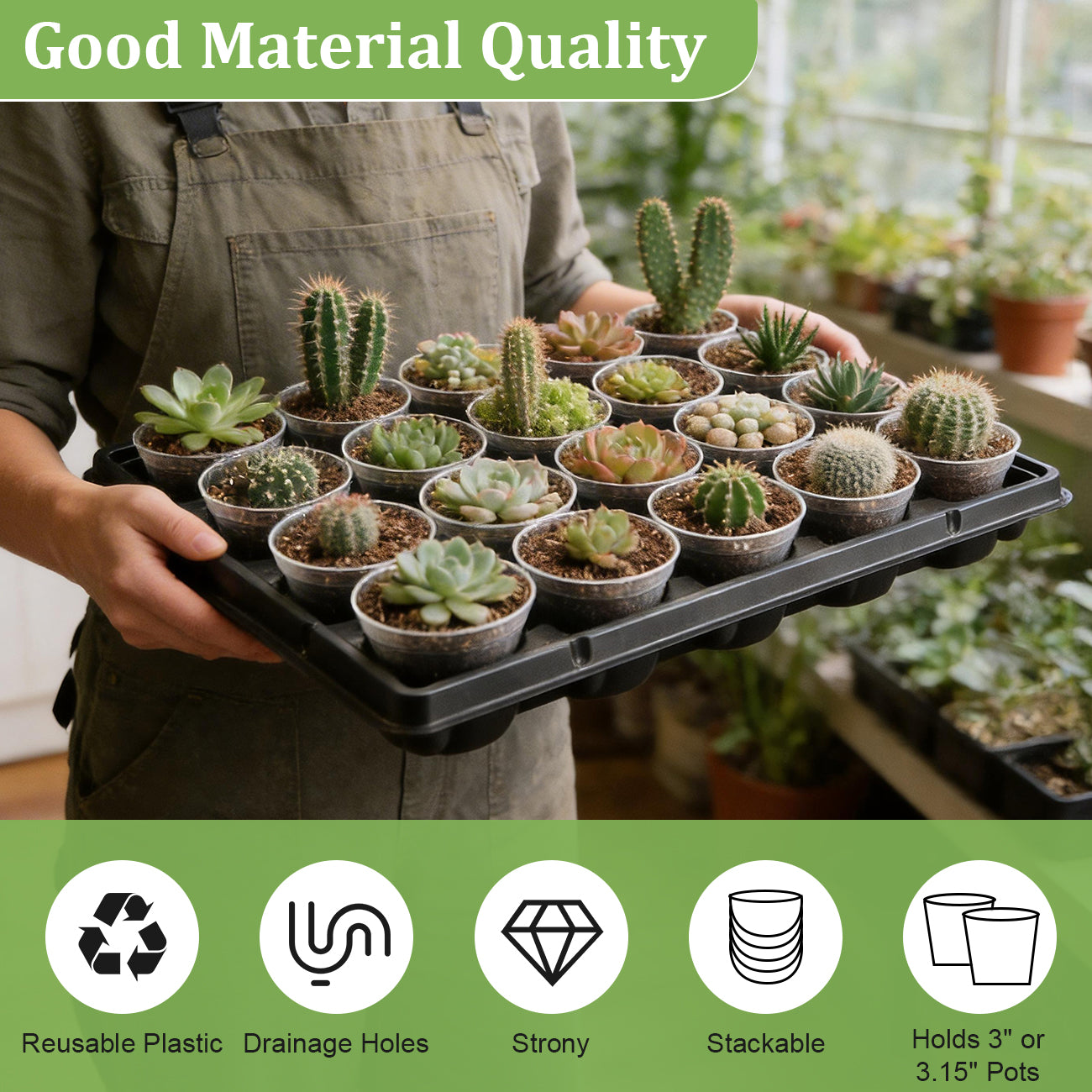 3" Clear Nursery Pots & Heavy-Duty Carrying Tray Kit (100-Pack / 5-Set System)