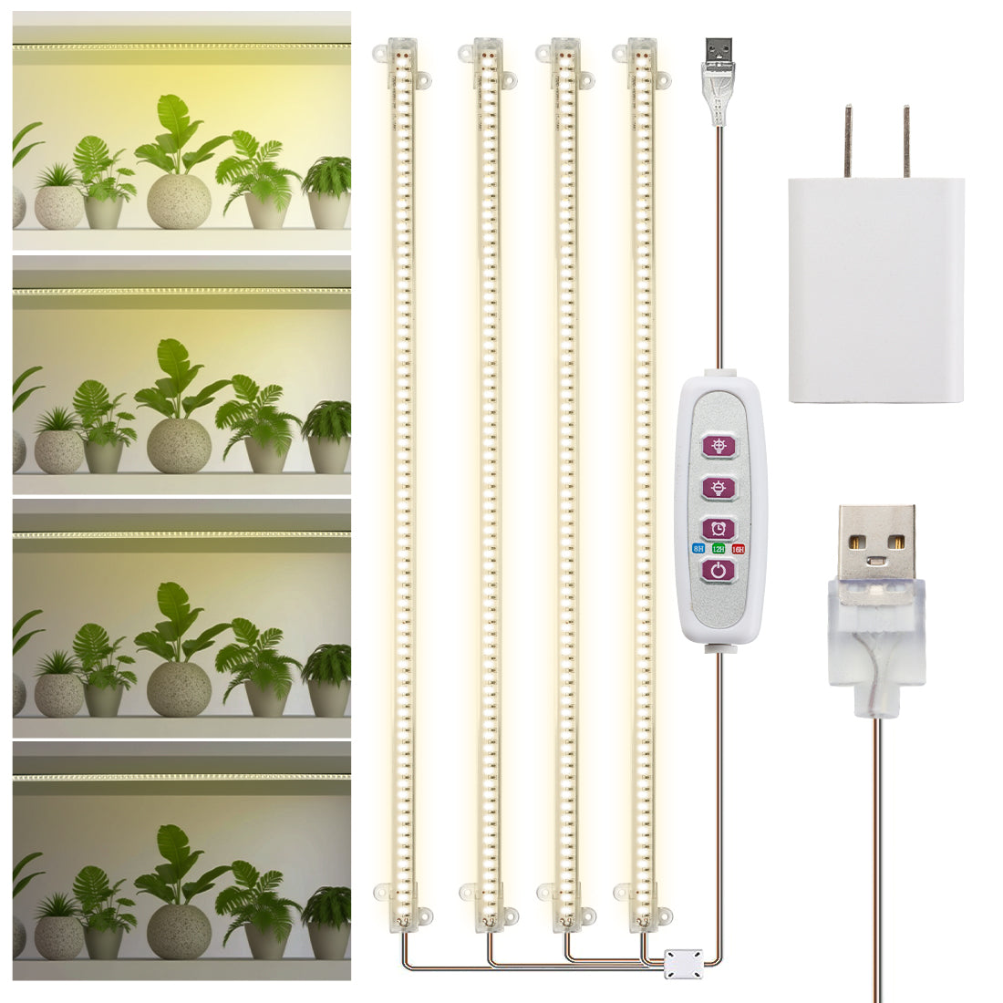 RooTrimmer Grow Light for Seed Starting 20"/1.64FT Full Spectrum LED , Hydroponics Growing System Lights, Indoor Greenhouse Plant Lamp, 8/12/16H Timer & Dimmable Grow Lamp, 4 Pcs