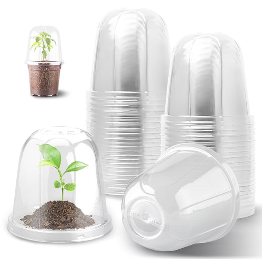 6 Inch Clear Plastic Humidity Dome, 30 Pcs Adjustable Transparent Plant Domes for 6" Seedlings Nursery Pots, Reusable Thick Plastic Grow Dome Cover for Seed Starter Pots Outdoor Gardening Plant Growth