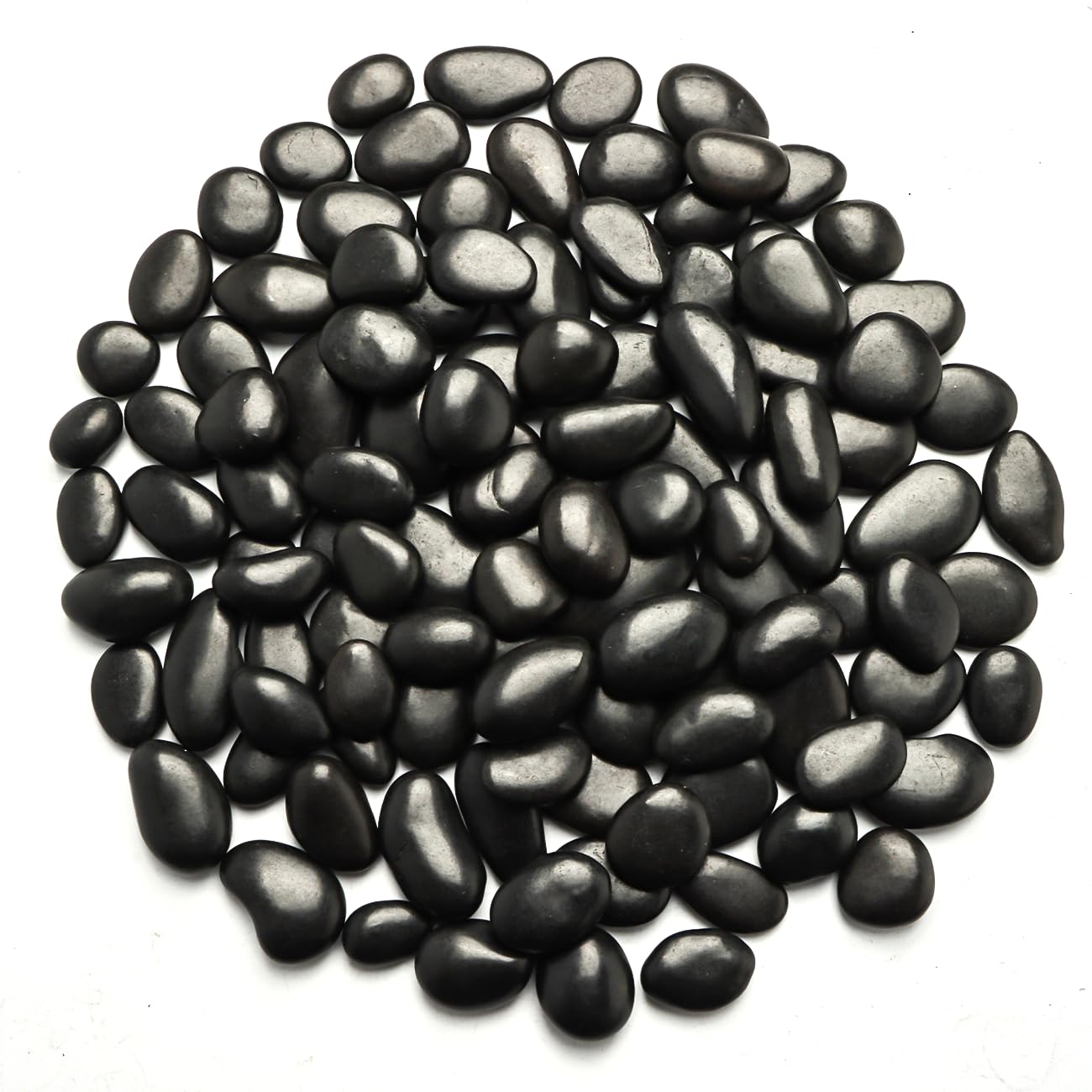 Pebbles for Indoor Plants 5 Lb, 0.5"-1.4" River Rocks High Polished Pebbels for Garden Landscaping, Decorative Stones Vase Filler, Fish Tank, Fountain, Succulents, Flower Bed, Black