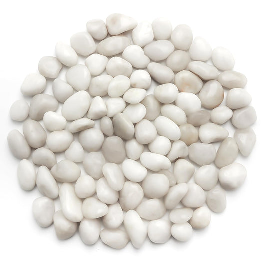 5 Lbs River Rocks for Plants,0.4-1.2 Inch Decorative Ornamental Pebbels, High Polished Stones for Garden Landscaping, Smooth Gravel Filler for Outdoor Plants, Succulents, Fish Tank and Vases, White