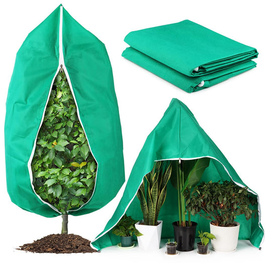 Plant Protectors from Animals, 4-Pack Plant Covers Freeze Protection, Frost Covers with Zipper Drawstring, Outdoor Winter Frost Cold Weather Shrubs Trees Jacket Covers (31.5" x 47.3",Green)
