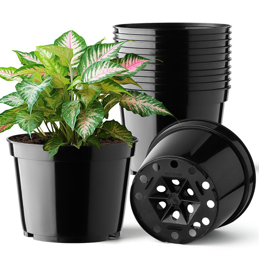 BTPLASTIK 15 Pack 6 Inch Plastic Plant Pots with Drainage Holes, Sturdy Nursery Pots for Plants, Thickened Flower Pots for Indoor Outdoor Planting Transplanting, Succulents, Seedlings, Black
