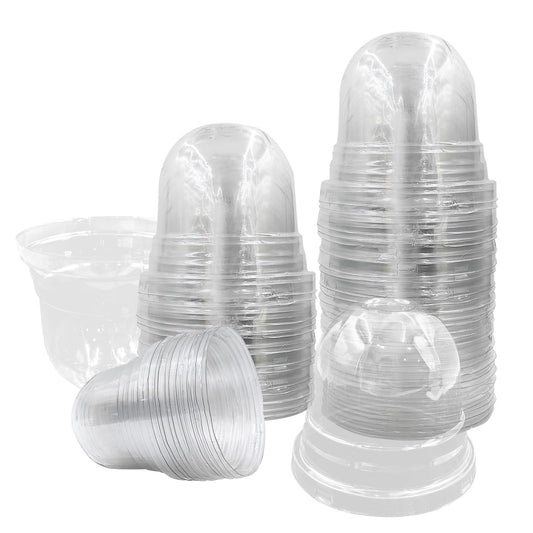 50 Pack Clear Plant Pot Domes, Transparent Seedling Domes Compatible with 4 Inch Seed Starter Pots for Indoor Outdoor Gardening(50Pcs, Clear)