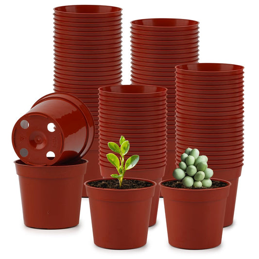 100-Pack 2.5 inches Plus Tiny Round Plant Pots Succulent Seedling Nursery Pots Made from Virgin Grade PP Material(Tiny, 68mm2.5 inch)