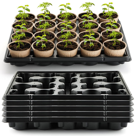 20 Cell Plant Trays for Carrying 3 inch Round Nursery Pots, Sturdy Plastic Trays Suitable for Holding 100 pcs Peat Pots (5 Packs)