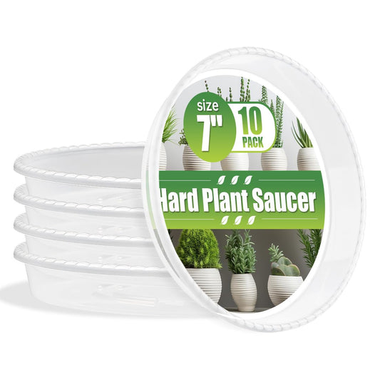 10 Pack Plant Saucer 7 Inch Clear Plant Trays for Pots Thickened Transparent Plant Saucer Tray Indoor and Outdoor Pot Saucer