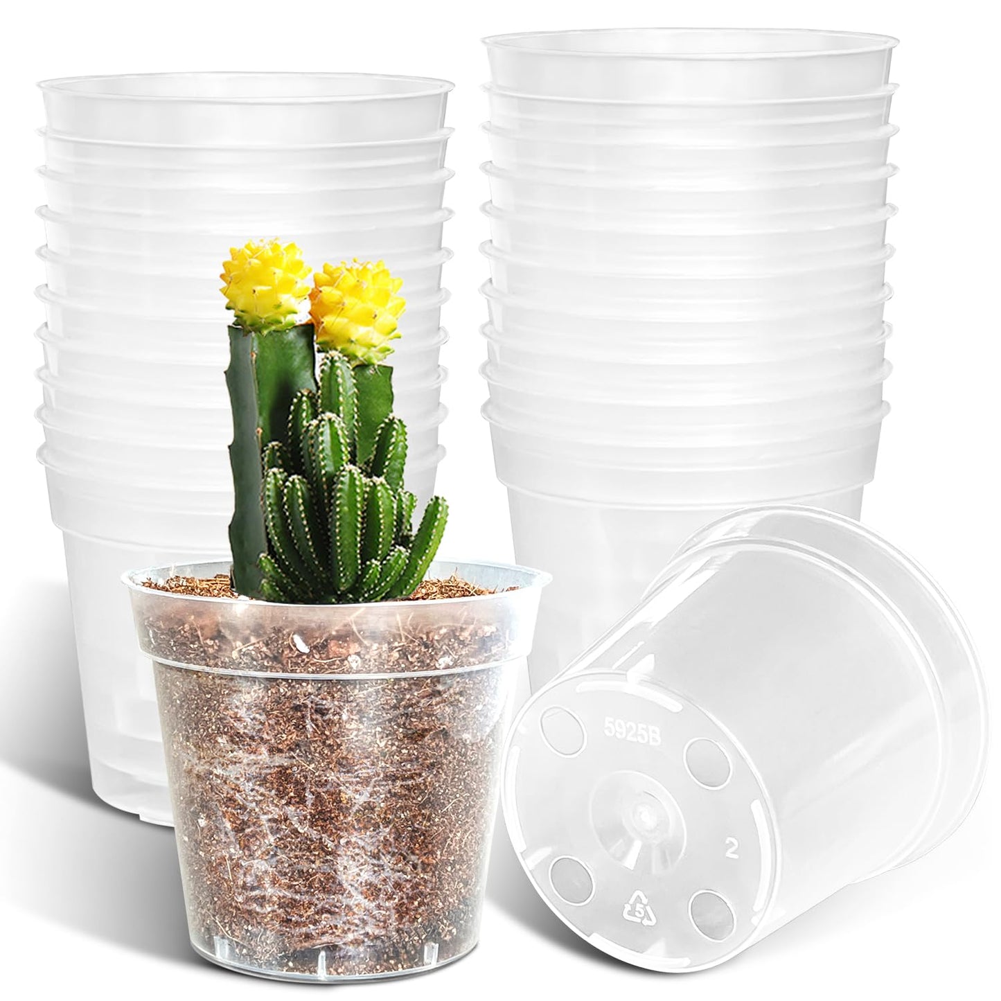40 Pack 3.3 Inch Clear Nursery Pots for Plants, Sturdy Plastic Plant Pot for Planting Vegetables Flowers Seedlings, Transparent Seed Starter Pots with Drainage Holes, Gardening Gifts(40P-3.3"Clear)