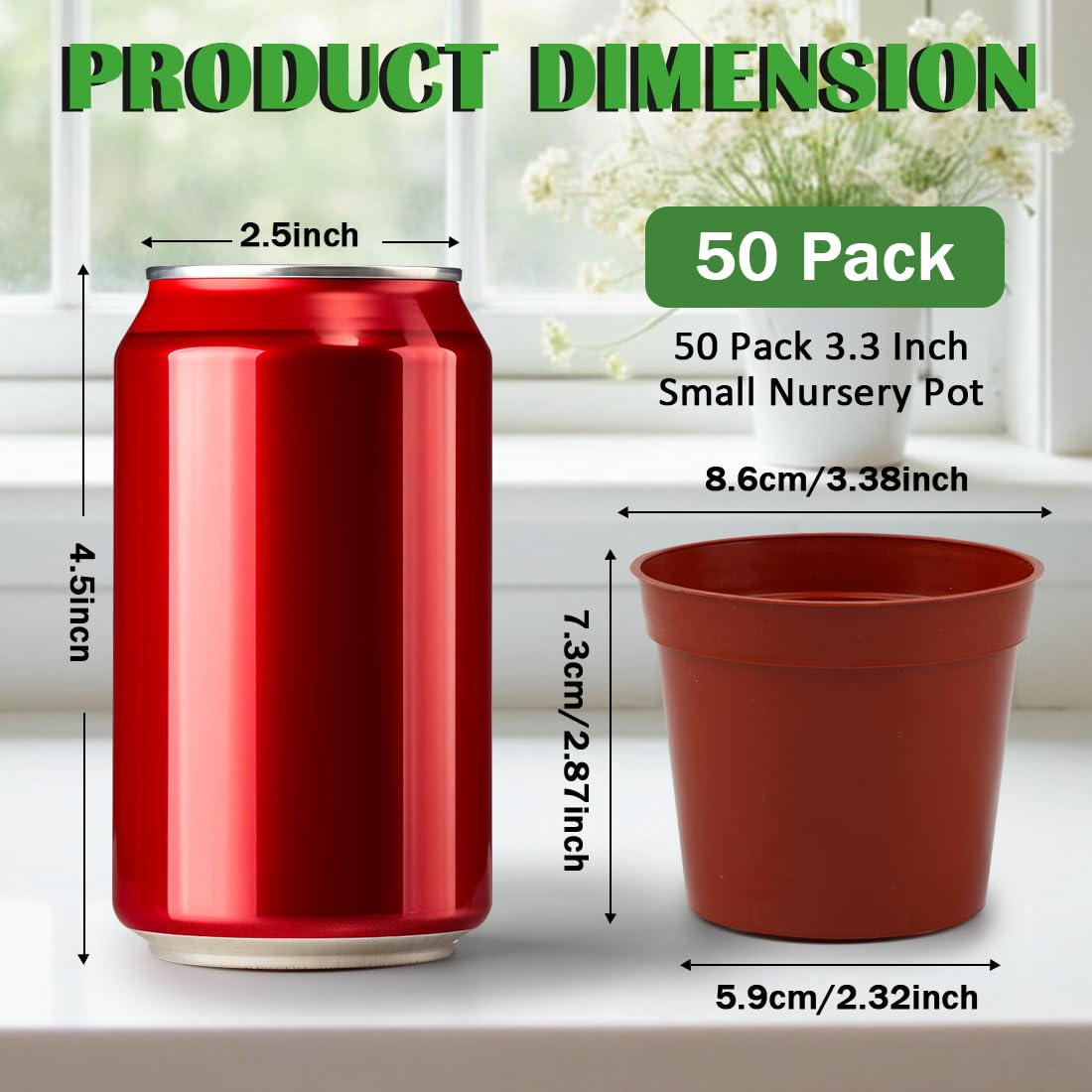 主图下载 A+图片下载 评论图片下载 关联视频下载 50 Pack 3.3 Inch Plastic Plant Nursery Pots, Seedling Pots with Drainage Holes, Seed Starting Pots, Small Plant Pot for Planting Flowers Indoor Outdoor, Red