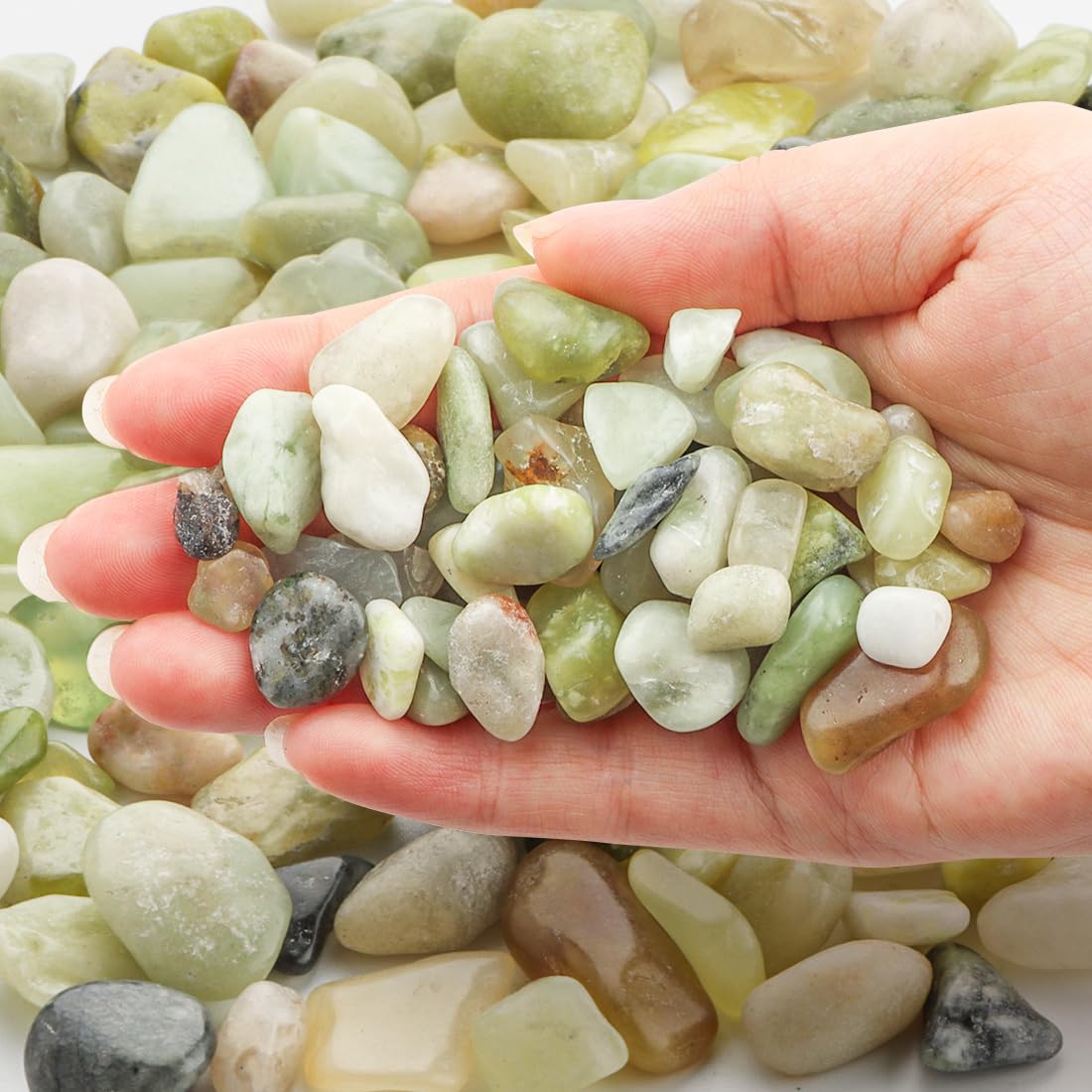 Pebbles for Indoor Plants 5 Lbs, 3/8 Inch Jade Vase Filler, Rocks for Plants Indoor, Stones for Garden Landscaping, Smooth Gravel Filler for Succulents, Cactus, Fish Tank and Vases