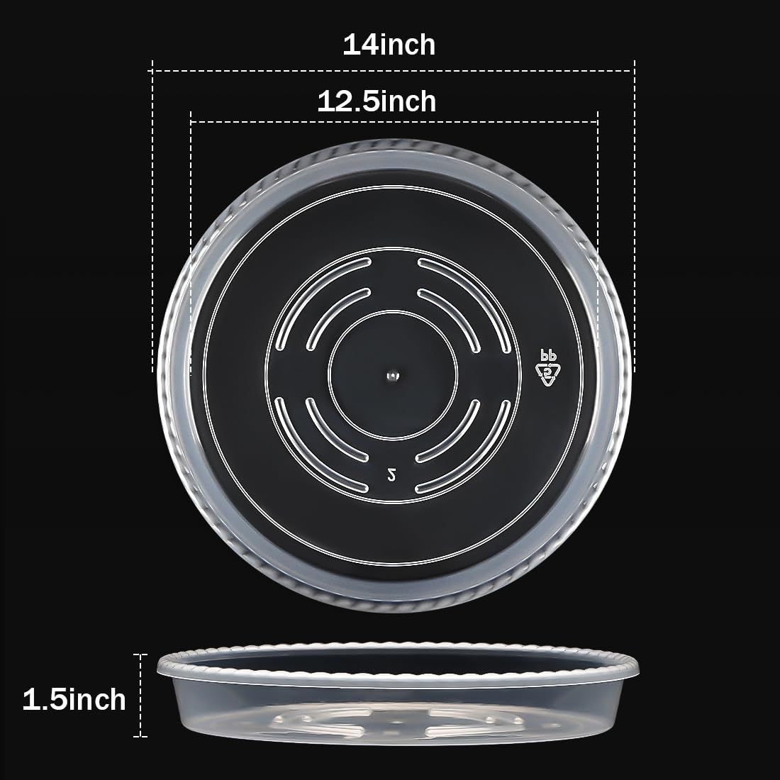 5 Pack Plant Saucer for Indoor Plants, 14 Inch Clear Plant Trays for Pots, Durable Plastic Flower Plant Pot Saucer, Heavy Duty Sturdy Plant Saucer Drip Trays for Pots