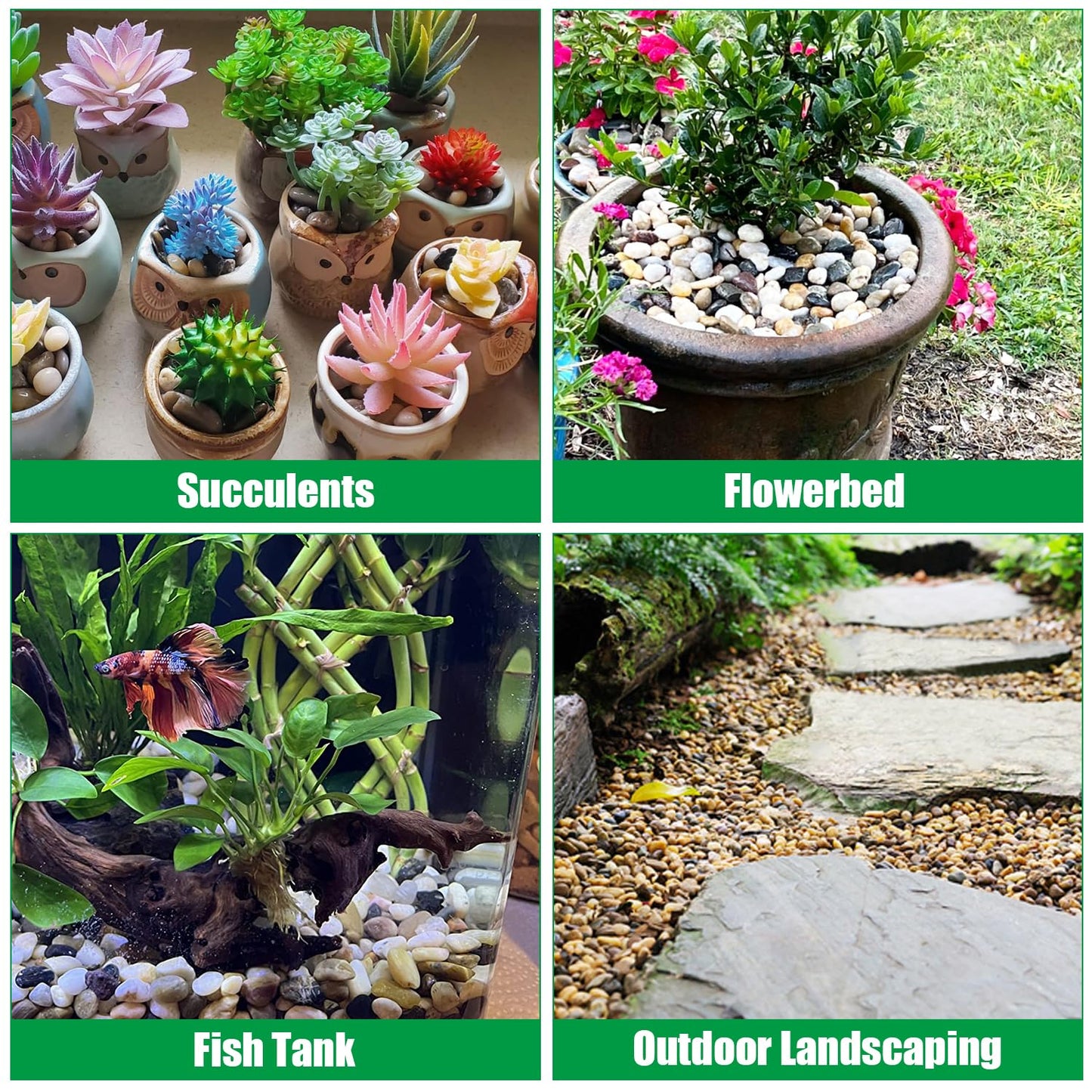 Rocks for Plants 5 Lbs, 0.4-1.2 Inch High Polished Pebbels, Decorative Stones for Garden Landscaping, Smooth Gravel Filler for Outdoor Plants, Succulents, Fish Tank and Vases