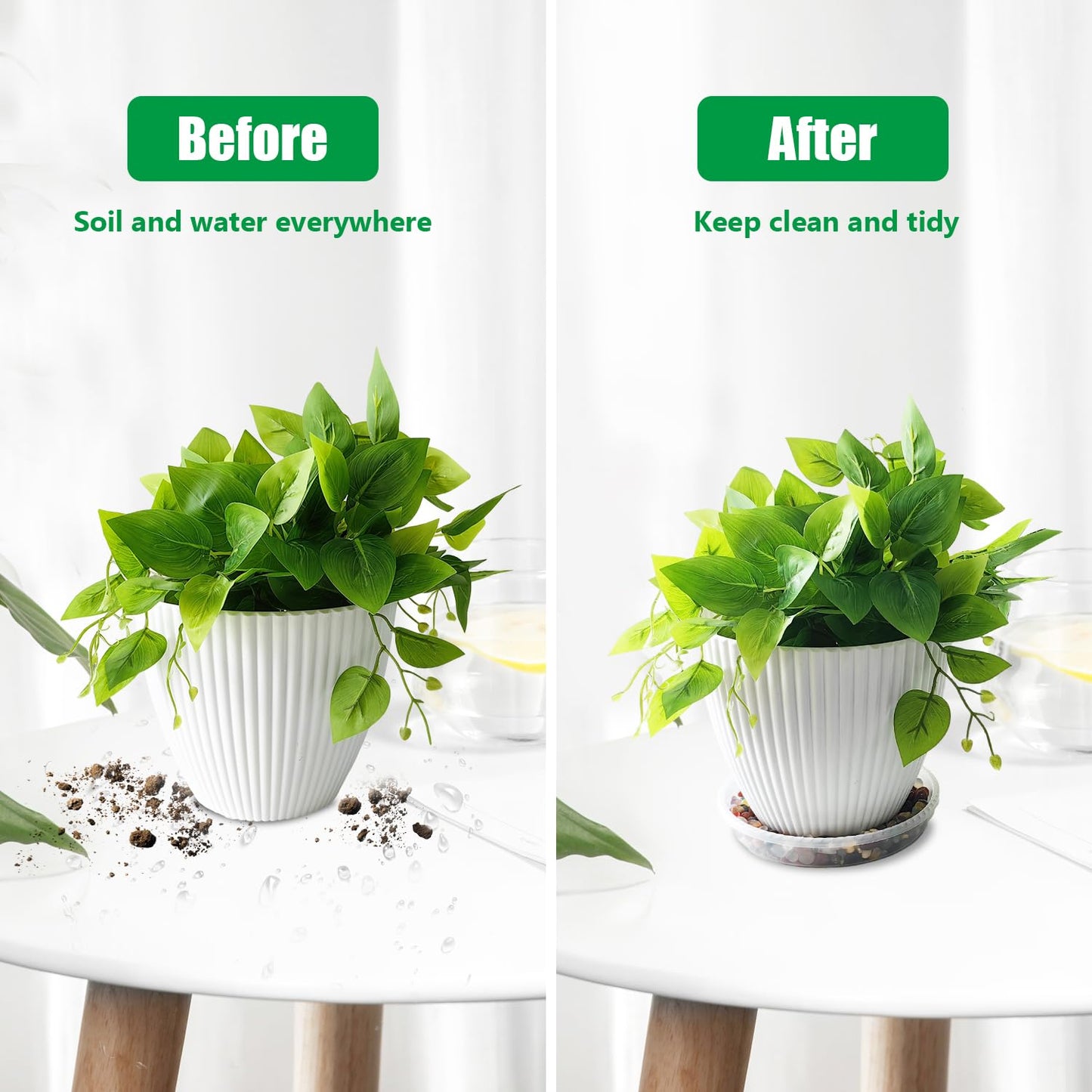 10 Pack Plant Saucer 7 Inch Clear Plant Trays for Pots Thickened Transparent Plant Saucer Tray Indoor and Outdoor Pot Saucer