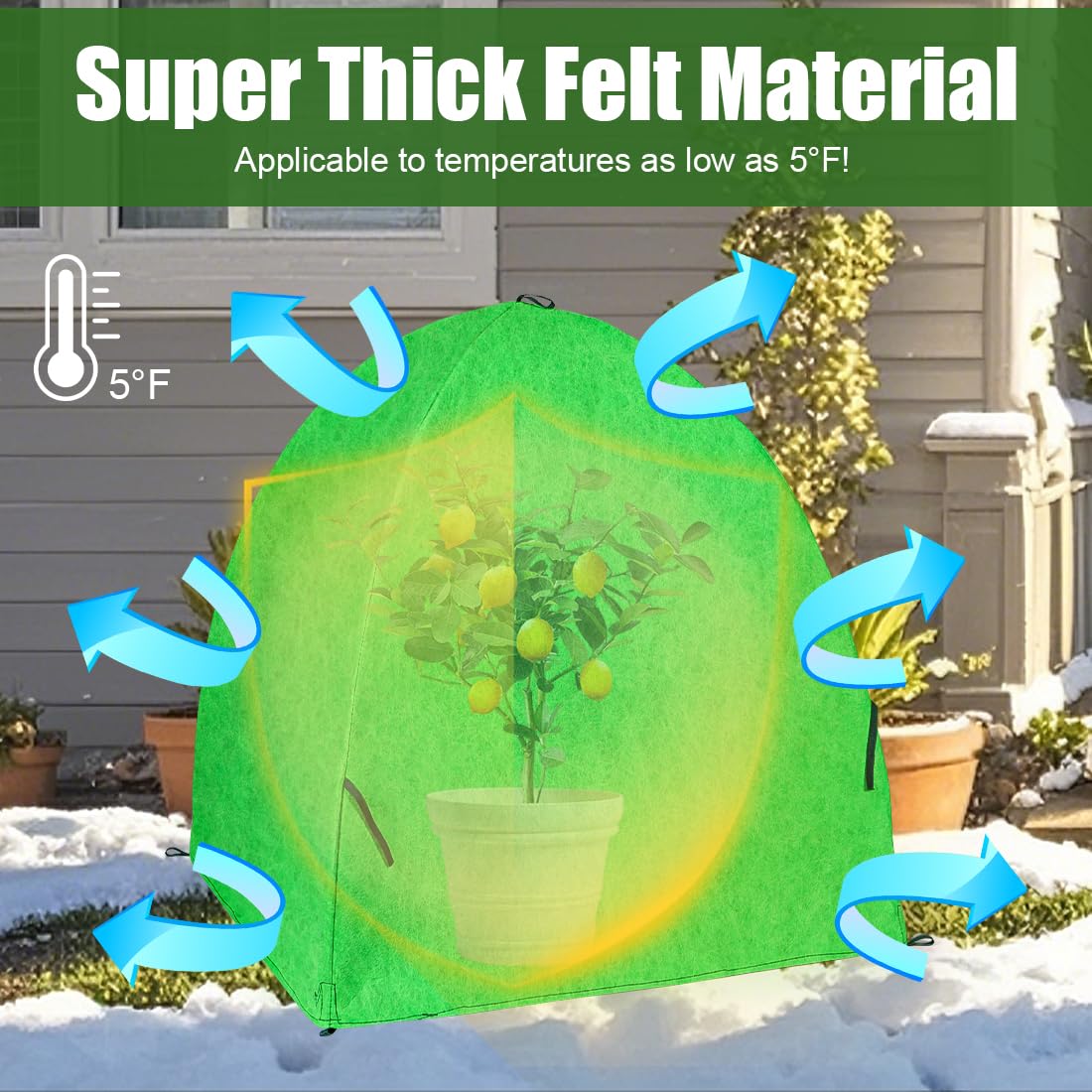 Frost Covers for Plants, 2-Pack Durable Plant Covers Freeze Protection, Reusable Tree Cover for Winter, Plant Tents Grow Bag Outdoor