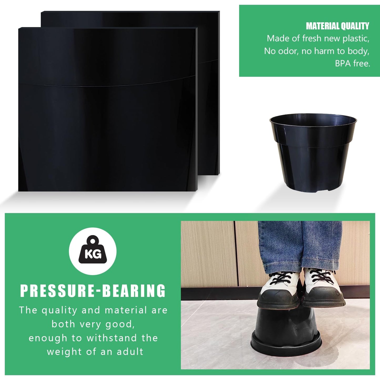12 Pack Plant Pots, 8 Inch Plant Planter with Clear Saucer, Plastic Pots for Plants Indoor and Out Door Such as Strawberry, Herb and Flowers (Black)