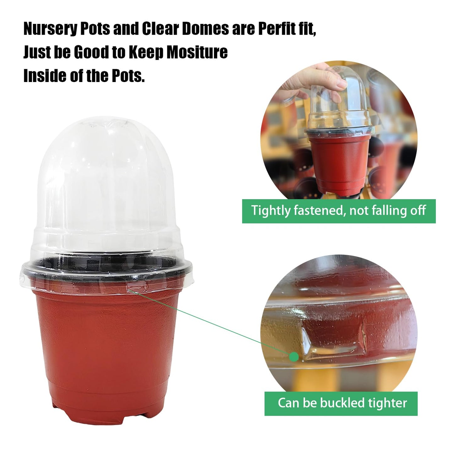 50 Pack Clear Plant Pot Domes, Transparent Seedling Domes Compatible with 4 Inch Seed Starter Pots for Indoor Outdoor Gardening(50Pcs, Clear)