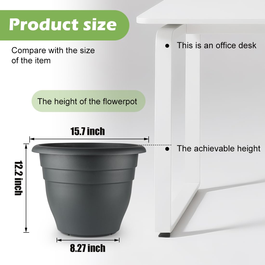 16 Inch Plant Pots, Planters for Outdoor Plants, Thickened Plastic Flower Pots, Large Planters with Drainage Holes(Pack of 3, Gray)