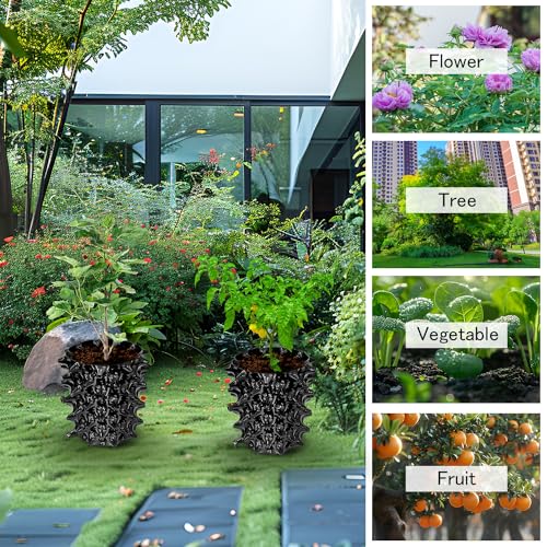 1 Gallon Air Pruning Containers New Plastic Nursery Pots Fruit Vegetable Garden Self-Planting Pots (10), Black (1G-10P)